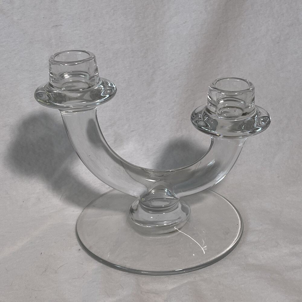 Vintage Style Glass Double Tapered Candle Holder